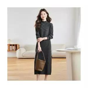 여성 롱 추동 이너 니트 스커트 무릎까지 오는 반폴라 원피스 1PICK4
