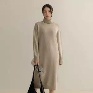 [66-100] 더먼 울 스트랩 폴라 원피스