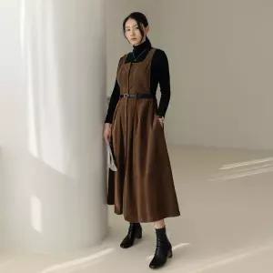 [66-110] 호론 코듀로이 벨티드 뷔스티에 원피스