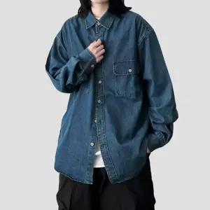 오버핏 청남방 남자 데님셔츠 투포켓 카라 셔츠 VbG9+3cWg