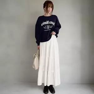 [옷자락]여성 가을겨울 부드러운 스웨이드 프릴 층이 있는 롱스커트