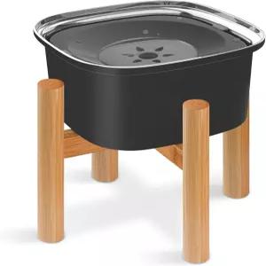 Decflow 3L 고가 개 물그릇 스테인리스 스틸 슬로우 스탠드 포함 소형 중형 및 대형견을 위한 대용량 노