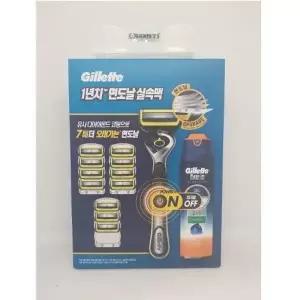 [질레트] 넉넉한준비세트 - 질레트 프로쉴드 옐로우 파워면도기1입+면도날 12입+쉐이빙 젤170g