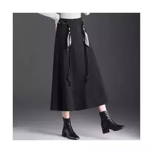 여성용 롱 스커트 스카프 벨트 추동 캐시미어 A라인 중기장 슬림 우산 CH4
