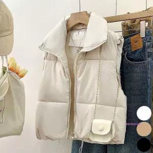 여성 레이어드 겨울 조끼 크롭 숏패딩hij238