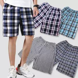 면 5부체크반바지 남여공용 밴딩팬츠 반바지 여름 반바지 여름바지