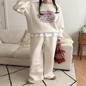 윈터벨 기모 레이어드 맨투맨 투웨이 밴딩 팬츠 세트 85950 빅사이즈 여성의류