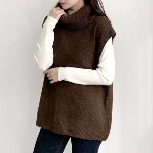 여성 가을 겨울 터틀넥 니트 롱 조끼 베스트 VE0059S
