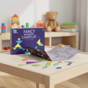 자석놀이 마그네틱북 (칠교놀이) 자석 도형 조각퍼즐 매칭놀이 탱그램 소근육발달 접이식