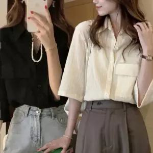 7부 셔츠블라우스 여름 루즈핏 여성반팔셔츠 7 (WFKBME5)