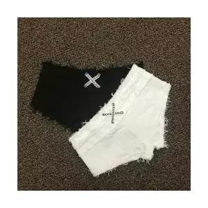 여자 청반바지 핫팬츠 스판 트리밍 데님 밴드 원템4 퍼 이니셜