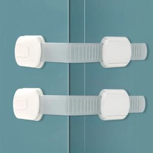 무라식 5/10개 어린이 안전 스트랩 잠금 장치 캐비닛 및 서랍용 아기 접착 패드 화장실 냉장고 등 설치