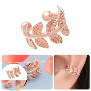 페이크피어싱 잎사귀 로즈골드 링 귀찌 이어커프 14KGP