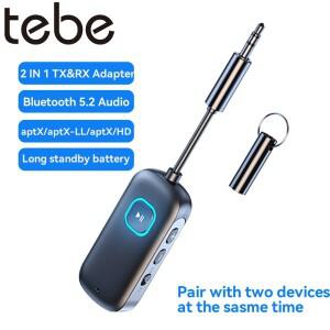 Tebe aptX-HDAD Bluetooth 5.2 수신기 송신기 스테레오 오디오 3.5mm 자동차 TV 스피커 호환 헤드폰 용 무