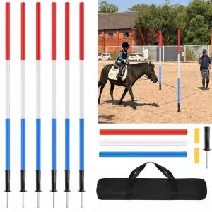 가방 말 Aqwxc 6개의 폴 굽힘 개 6피트 훈련 민첩성 금속 스프링 그라운드 네일 레드 화이트 블루