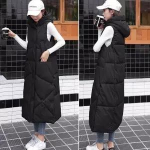 [하프클럽/]여자 사무실 패딩 조끼 겨울 후드 데일리