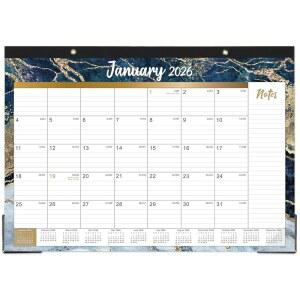 2026 책상 캘린더 u2013 1월 12월, 12개월 대형 월간 2026, 17인치 x 12인치, 패드, 규칙 블록, 할 일 목록 및 메모, 찢김, 최고의 책상/벽 캘린더, 화려한 대리석 디자인
