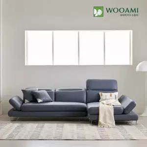 [리뷰이벤트]우아미가구 커브 4인 무빙헤드 가죽 소파+스툴 2color