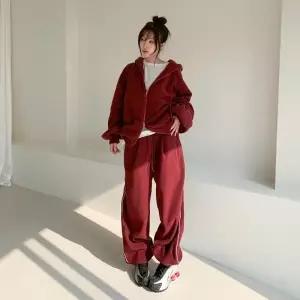 [다잇템] 여성 빅사이즈 트랙수트 포근한 가을겨울 플리스 세트