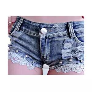 여자 청반바지 청바지 데님 레이스 핫팬츠 버튼 ST4