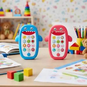 꼬마상어 전화기 장난감 아기 휴대폰 전화놀이 버튼식 핸드폰 유아 멜로디 역할놀이 감각발달