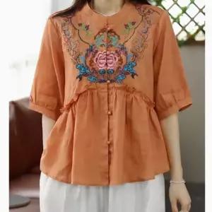 여성셔츠 면과 린넨 혼방 빅사이즈 루즈핏 상의 OP5