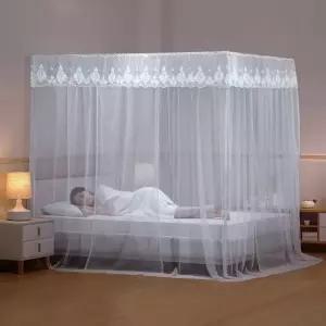 고품질 레이스 커튼형 침대 모기장 (180x200cm) (인디블루)  천장모기장 (WFKDTKF)