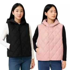 여성 겨울 방한 보온 후드 퀄팅조끼 경량 패딩 얇은 니트 남자 남성 골프 조깅