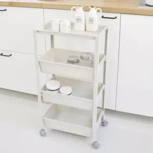 다용도 틈새 트롤리 와이드 3단정리함 이동식 오픈 3단 도트롤리 선반 수납장