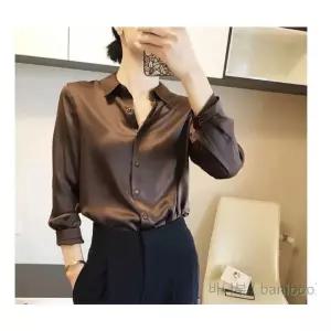 바니부 블라우스 여성 흰색 화이트 실크 셔츠 새틴셔츠블라우스 샤틴 브라우스 BLOUSE 여자 흰블라우스 정
