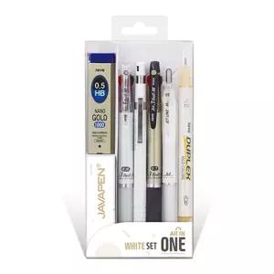 올인원 필기구 선물 세트 화이트 1P 볼펜 샤프 형광펜