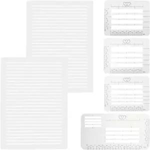 CRASPIRE 6Pc 직선 스텐실 템플릿 저널링 봉투 주소 지정 레터링 가이드 반투명 PP 드로잉 캘리그라피 자