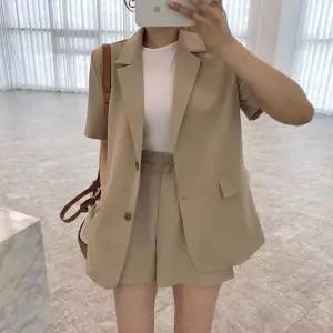 여자 여름정장셋업 반팔 여름 세미 린넨자켓반바지세트