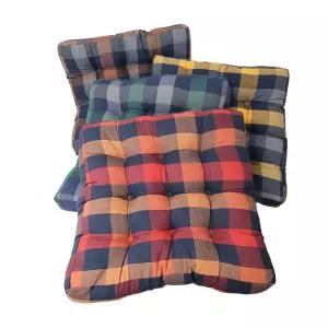 쓰리몰 체크 무늬 순면 폭신한 방석 대형 55x55 좌식 바닥 쿠션 미니 사각 학생 업소용 의자 식당 사무실