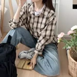 여자 오버핏 빅사이즈 데일리 체크 남방 셔츠 GQQ SF1039W긴팔 예쁜 여성