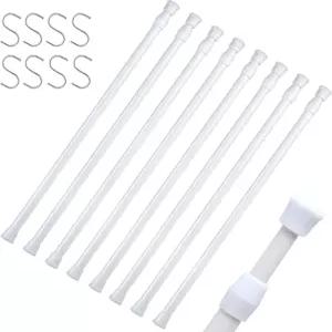 소형 텐션 로드 1628인치 스프링 커튼 RV 냉장고 캠핑카 창문용 주방 옷장 및 캐비닛용 8팩 흰색