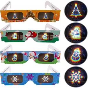 eLUUGIE12 쌍의 크리스마스 3D 회절 안경 홀리데이 이미지 홀로그램 /눈송이 트리 산타클로스 스노우맨