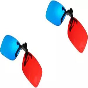 2pc 클립온 레드 블루 3D 안경 시네마 필름 DVD 게임 및 TV 시청을 위한 특수 스테레오 클립