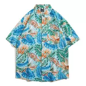 여름 휴양지 하와이안 꽃무늬 반팔 셔츠 남방 남성 바캉스 남자복숄린 남자 트로피컬 휴가룩 화이트플로럴