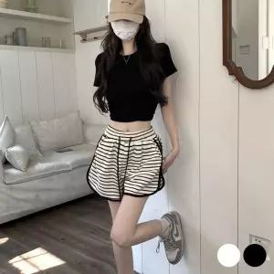 여성 가로줄 숏팬츠여자반바지 여름 데일리룩 편한 쿨반바지 팬츠 핫팬츠 3부