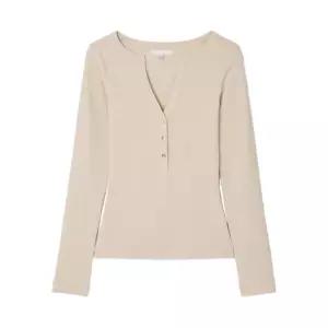 게스 진 여성 V헨리넥 버튼 긴팔티(YP3K2311)