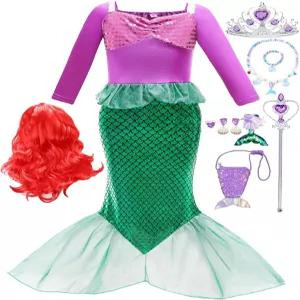 자이수이펀 공주 인어공주 의상을 차려입다 작은 소녀 드레스 할로윈 코스프레 의상