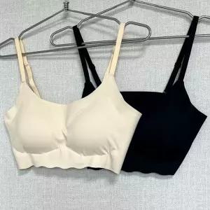 무봉제 심리스 노와이어 볼륨 브라 브라탑 패드 언더 끈탑 일체형