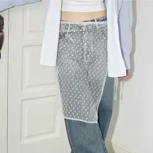 에이치플러스몰 여자 시스루 레이스 랩 페이크 스커트 힙 커버 코디