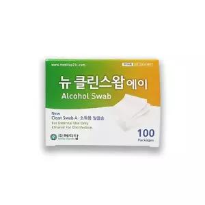 뉴 클린 알콜스왑 100개입 1개 휴대폰 소독/위생/손소독/물건/표면/상처/피부/청결/관리/핸드폰/모니터