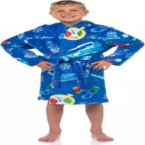 INTIMO 폴라 익스프레스 로브 보이즈 영화 영감 디자인 플러시 후드 목욕 가운