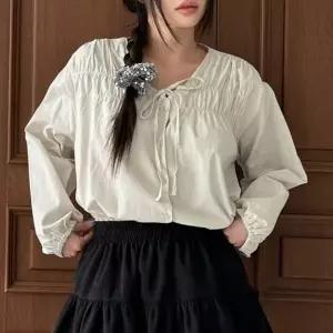 [하프클럽/] 모모코튼면셔링블라우스 LTT622M601 빅사이즈