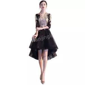 2025 신상 여성 성인 블랙 미디롱 우아한 고급스러운 이브닝 파티드레스 연주복 원피스 피