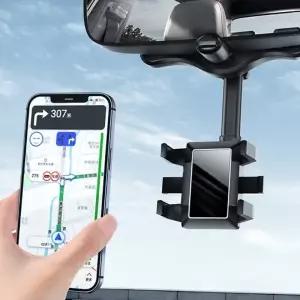 (선택 360룸미러거치대)룸미러 거치대 360도 회전 차량용 헤드레스트 휴대폰 스마트폰 고정