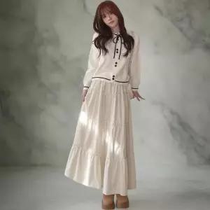 [하프클럽/]여성 데일리 캐주얼 프릴 롱스커트 바캉스룩